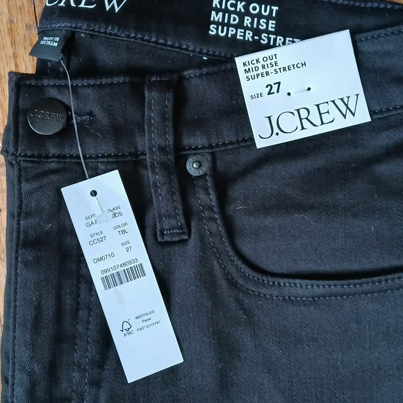 J.Crew Kick Out, Mid-rise, Super-stretch Jeans, Black Size 27 - Picture 4 of 8